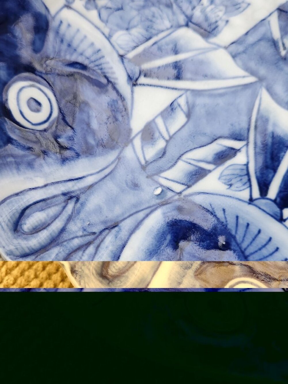 Flounder Plate Japan Arita Porcelain Pottery Meiji Period Blue White Platter Old - Picture 5 of 9